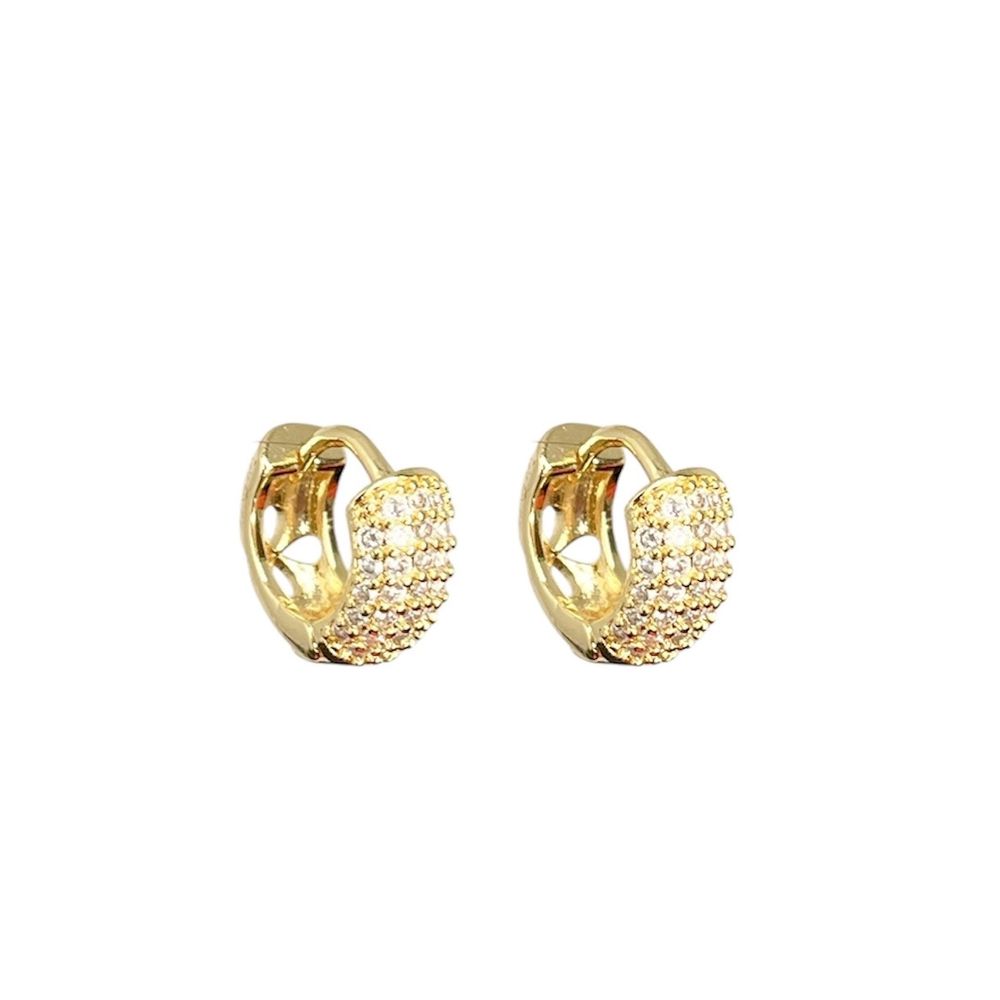 Brinco Argola Cravejada Zircônia Banhado A Ouro 18... - RC JOIAS BY RUDI