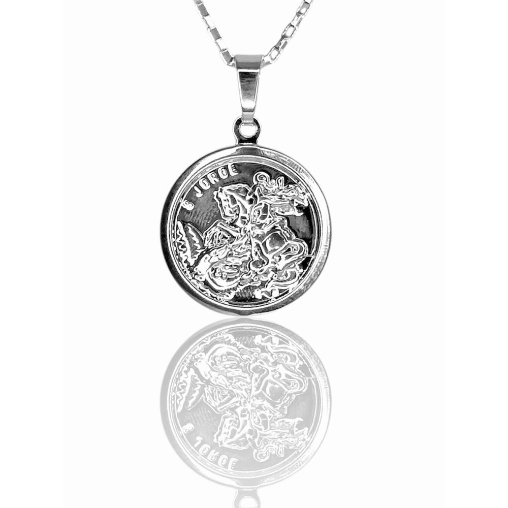 Pingente Medalha São Jorge Banhado A Prata 925 - 0... - RC JOIAS BY RUDI