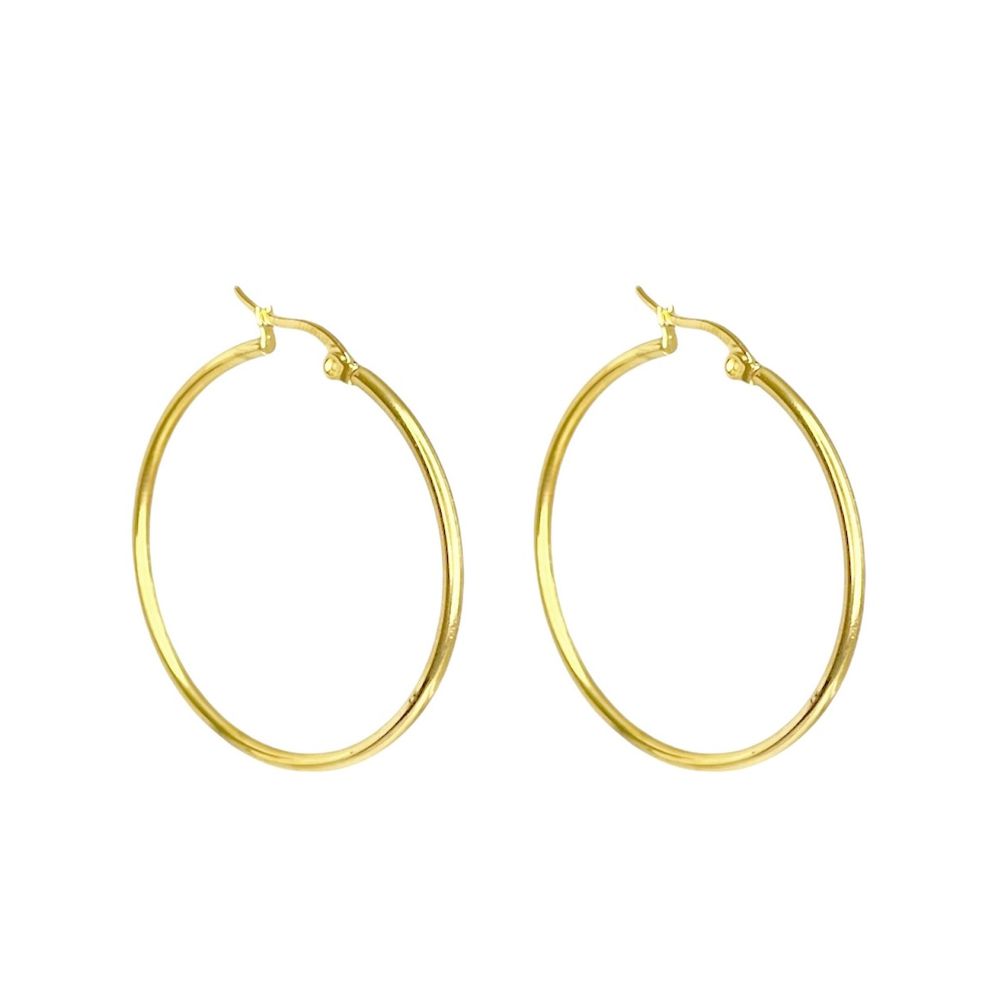 Brinco Argola Click Número 4 Aço Dourado - 000000... - RC JOIAS BY RUDI