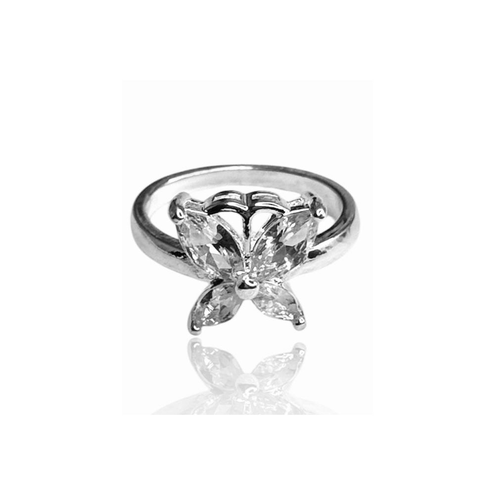 Anel Borboleta Cristal Zircônia Banhando A Prata 9... - RC JOIAS BY RUDI