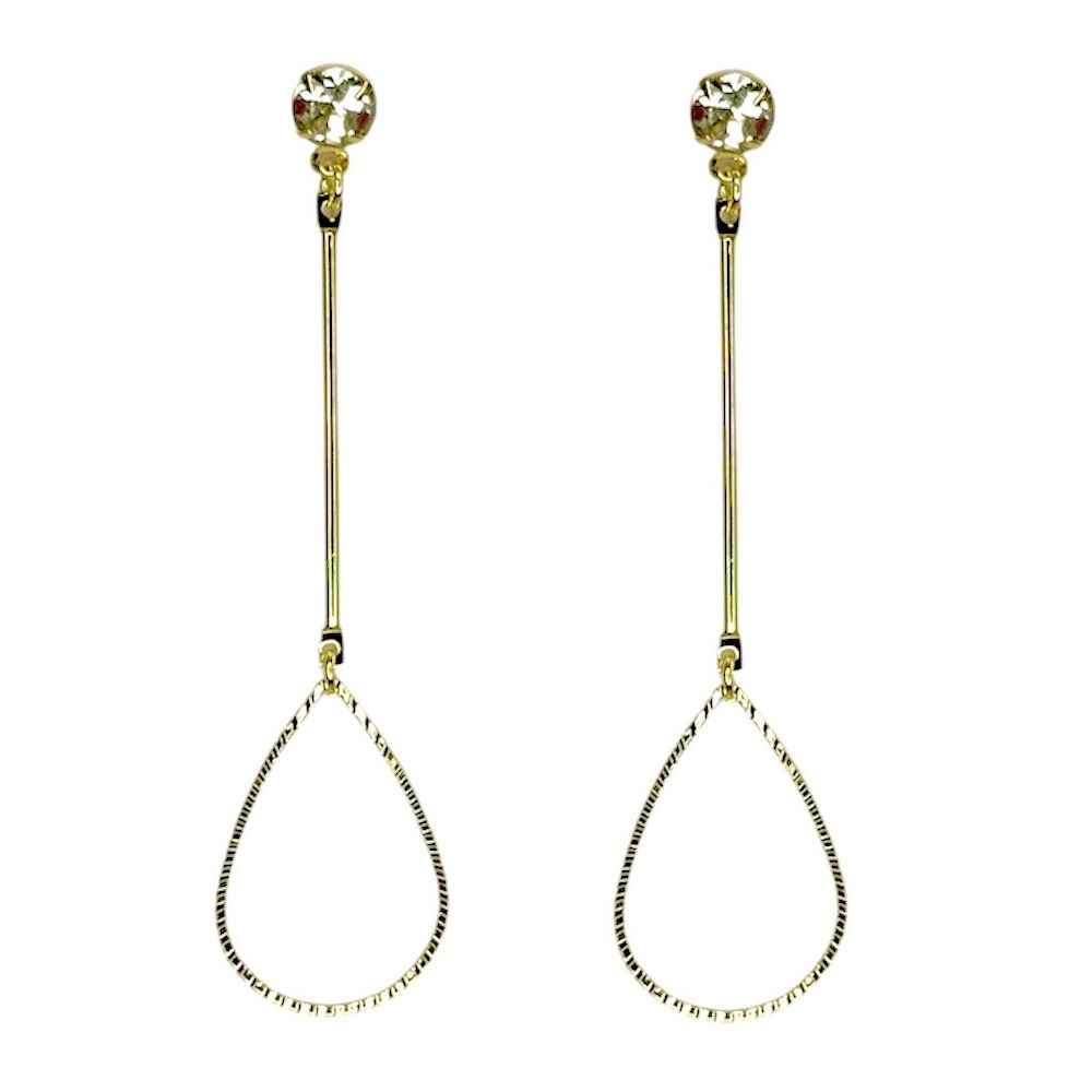 Brinco Palito Gota Vazado Strass Banhado A Ouro 18... - RC JOIAS BY RUDI