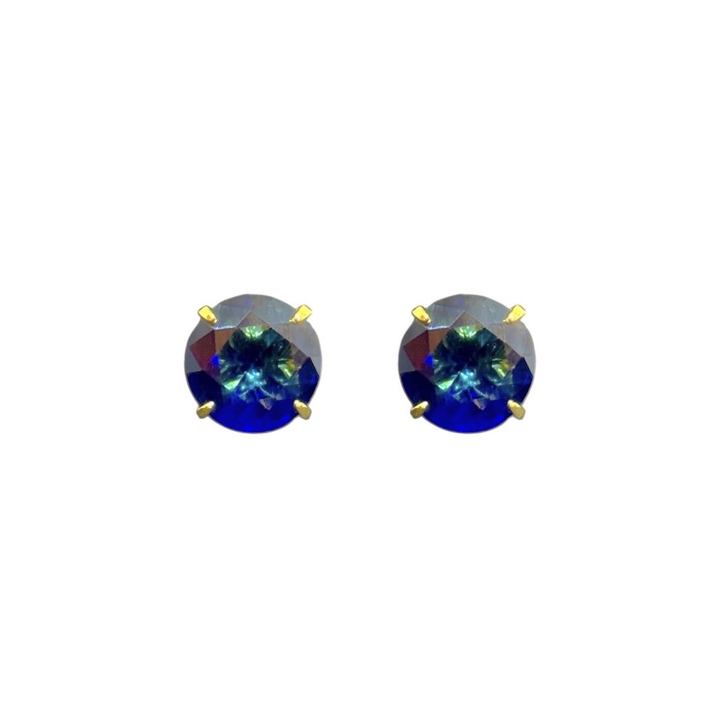 Brinco Diamante Azul Marinho Banhado A Ouro 18K - ... - RC JOIAS BY RUDI