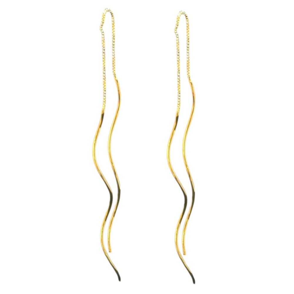 Brinco Costura Ondulado Liso Banhado a ouro 18K - ... - RC JOIAS BY RUDI