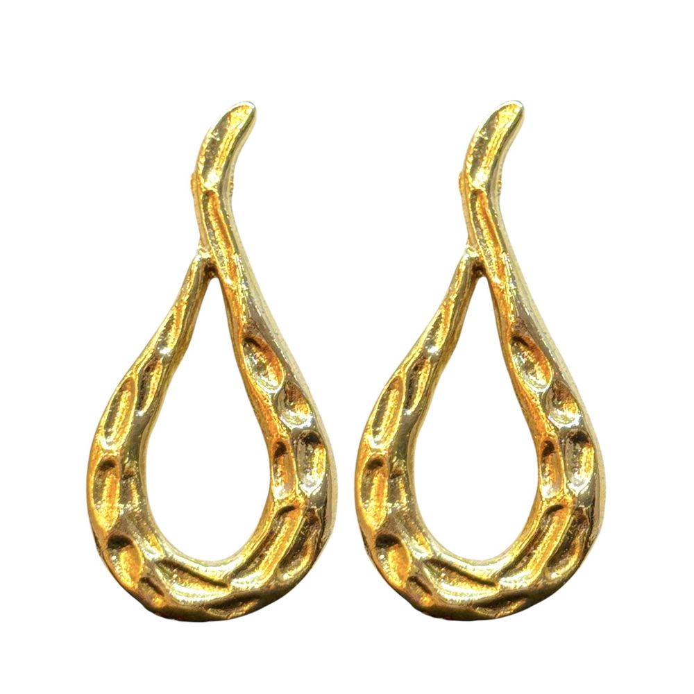 Brinco Gota Orgânica Vazado Banhado A Ouro 18K - 0... - RC JOIAS BY RUDI