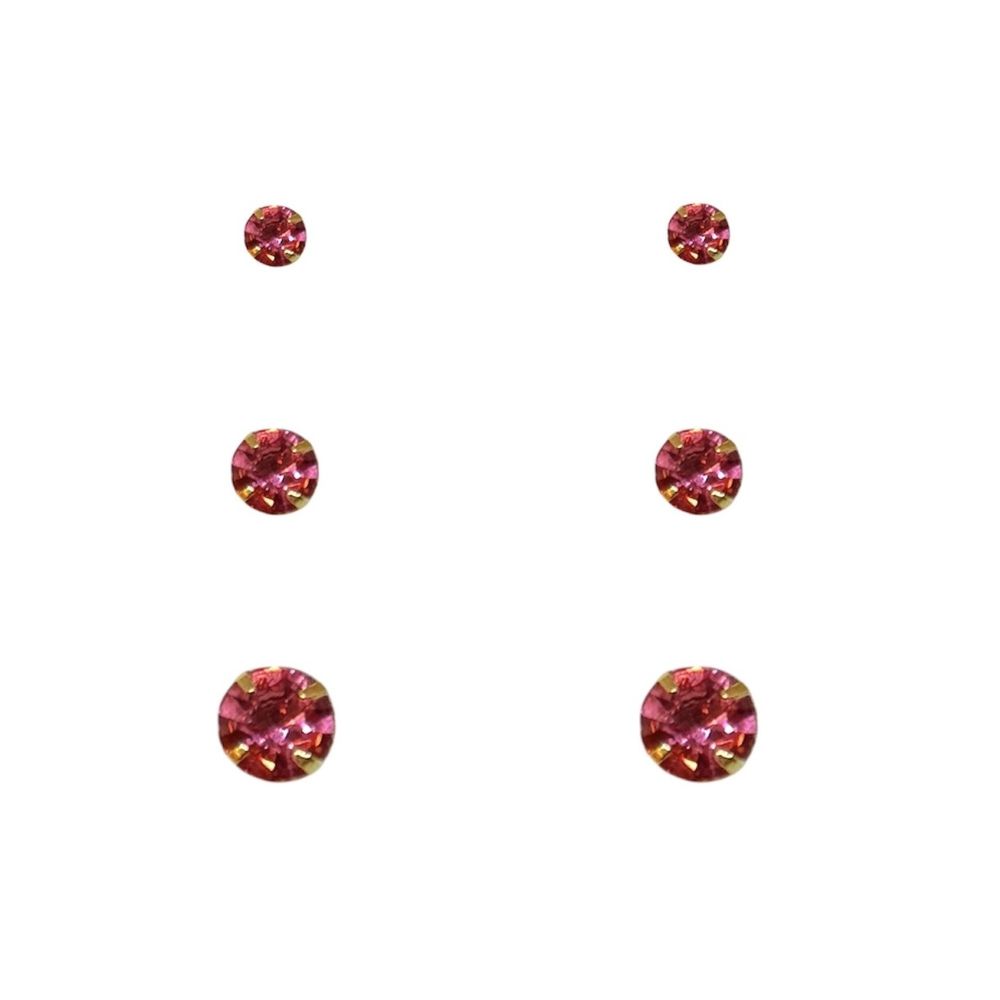 Brinco Trio Bolinha Rubi Banhado A Ouro 18K - 0000... - RC JOIAS BY RUDI