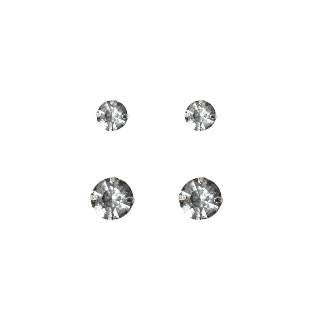 Brinco Duo Bolinha Cristal Banhado A Prata 925 - 0... - RC JOIAS BY RUDI