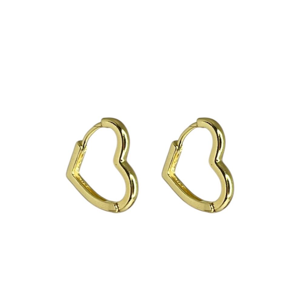 Brinco Argola Coração Banhado A Ouro 18K - 0000000... - RC JOIAS BY RUDI