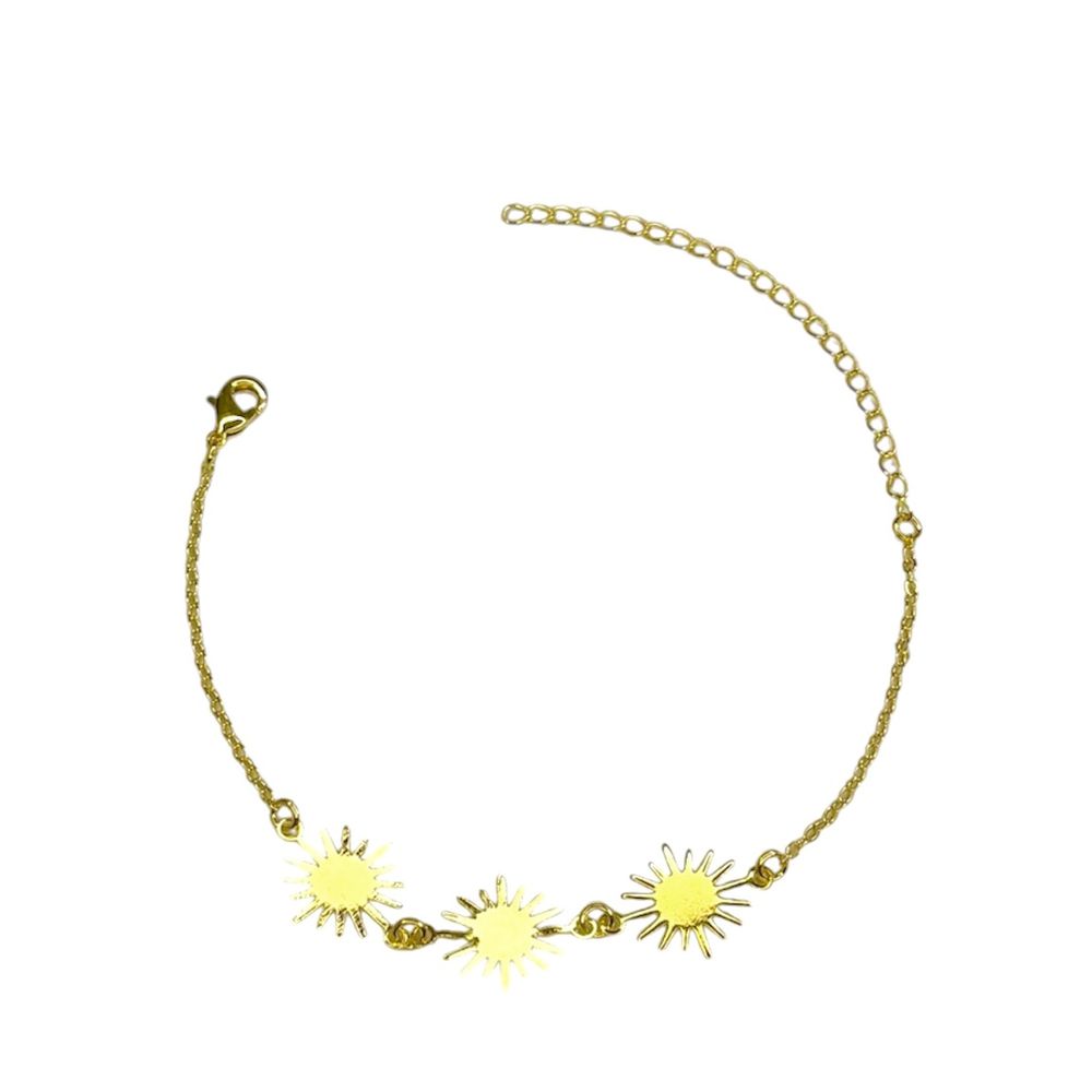 Pulseira Três Sol Chapada Banhado A Ouro 18K - 000... - RC JOIAS BY RUDI