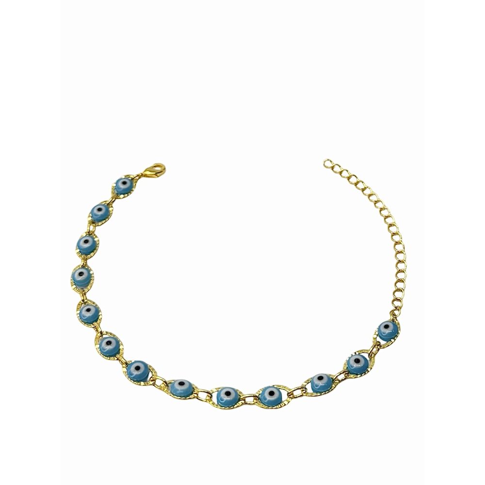 Pulseira Olho Grego Chinês Grande Azul claro Banha... - RC JOIAS BY RUDI