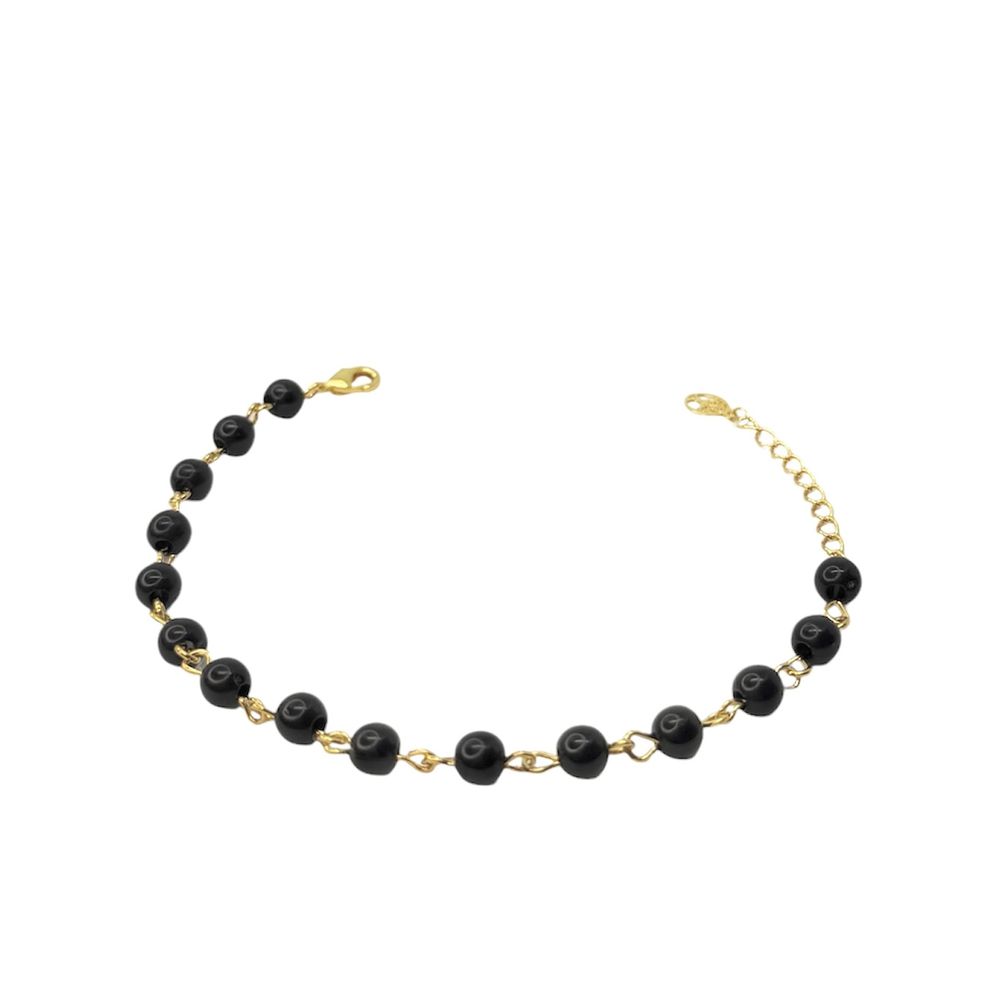 Pulseira Bola Preta Banhado A Ouro 18K - 000000005... - RC JOIAS BY RUDI