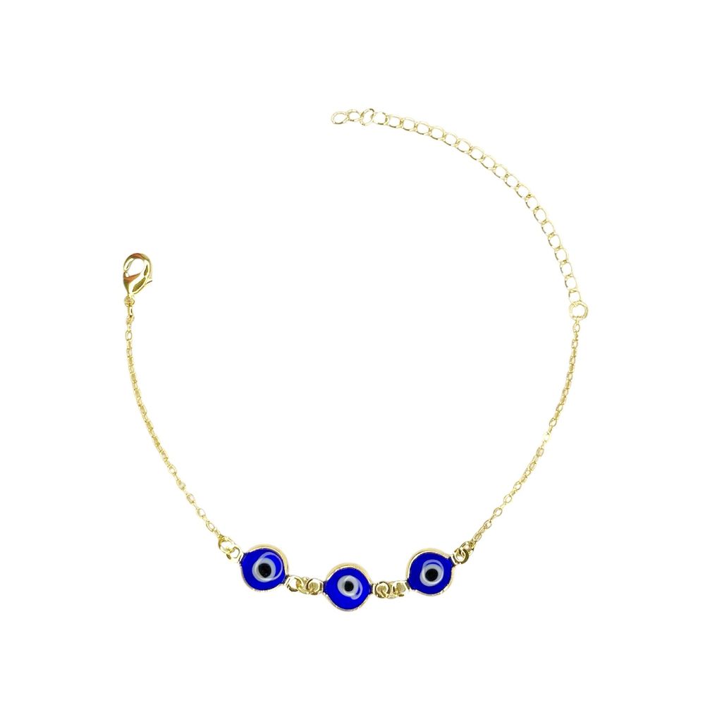 Pulseira Olho Grego Trio Azul Escuro Banhado A Our... - RC JOIAS BY RUDI