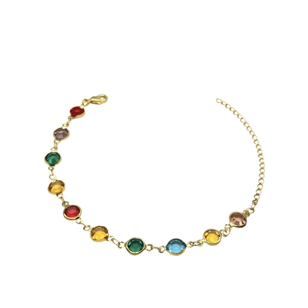 Pulseira Tiffany Colorido Escuro Banhado A Ouro 18... - RC JOIAS BY RUDI