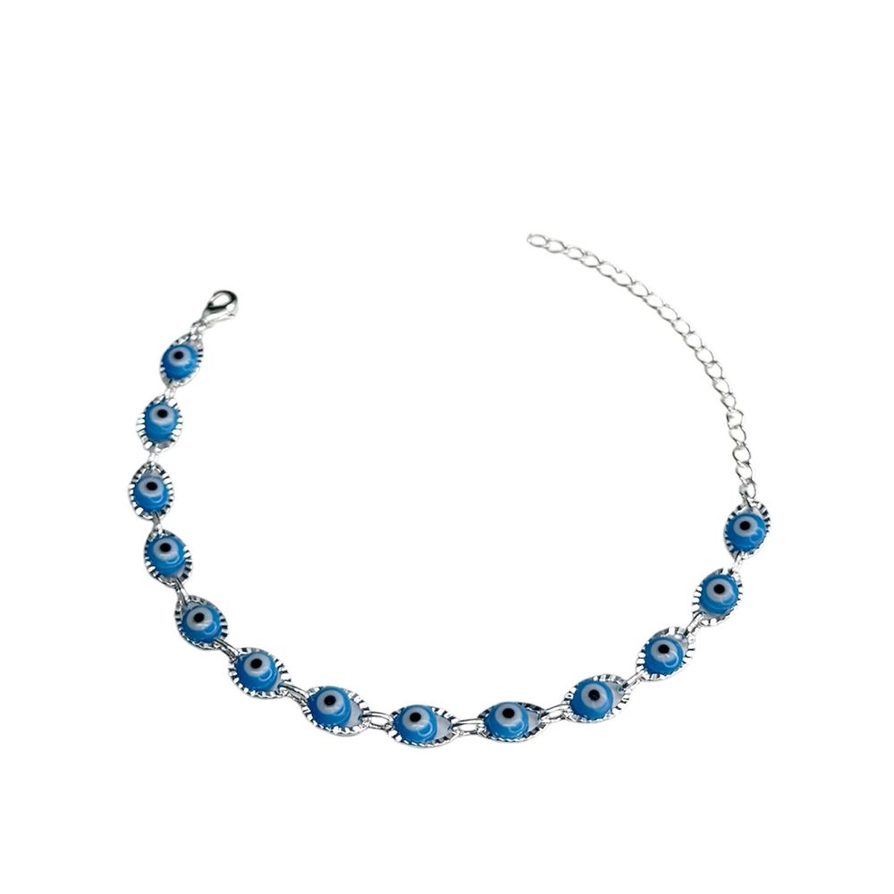 Pulseira Olho Grego Chinês Grande Azul Claro Banha... - RC JOIAS BY RUDI