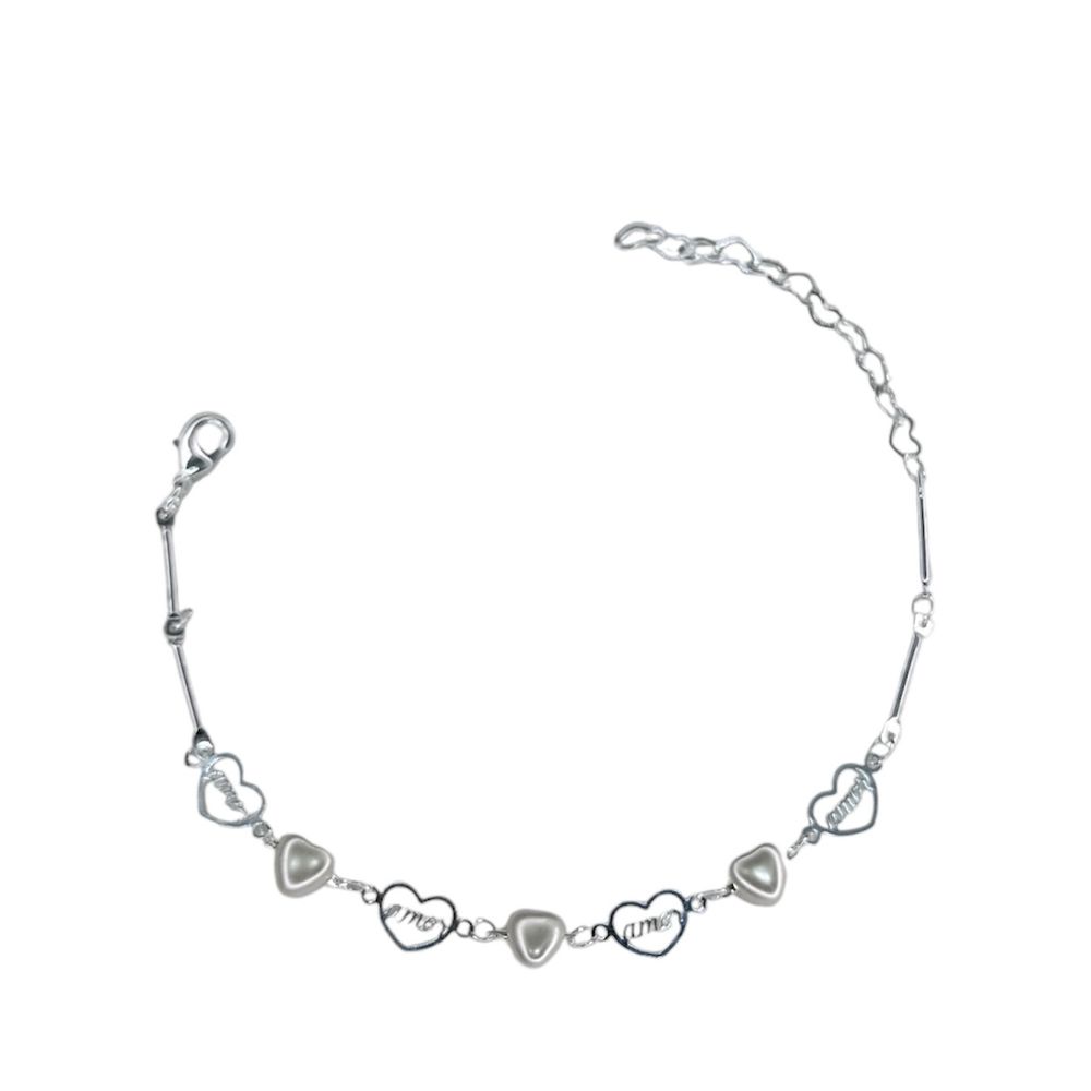 Pulseira Coração Pérola Coração Vazado Palito Banh... - RC JOIAS BY RUDI