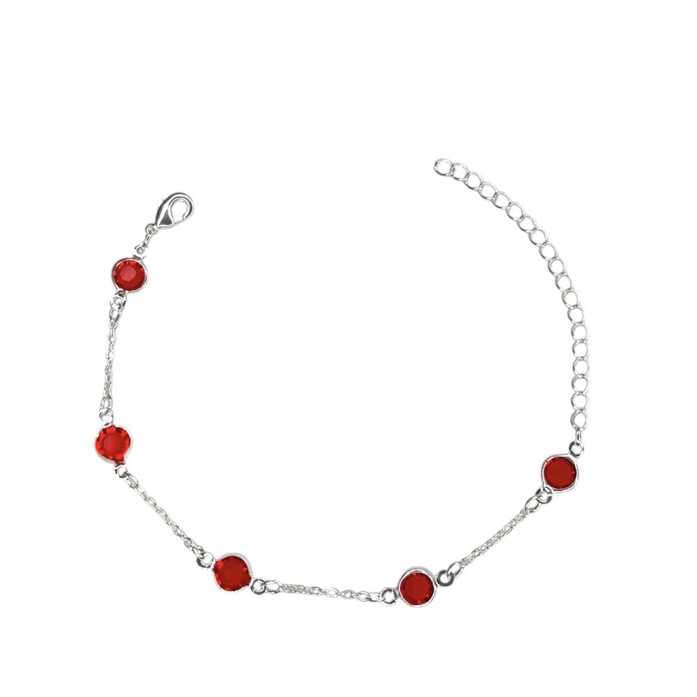 Pulseira Cinco Tiffany Vermelha Espaçada Banhado A... - RC JOIAS BY RUDI