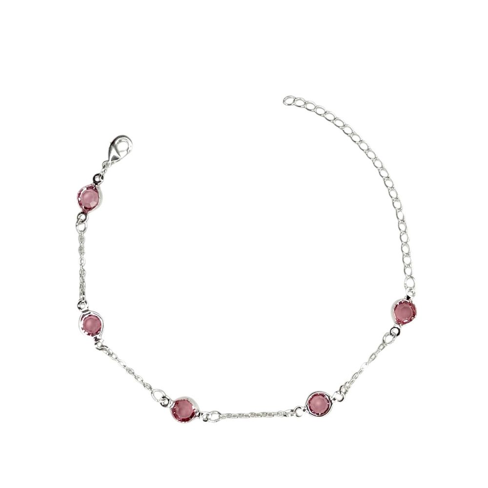 Pulseira Cinco Tiffany Rosa Espaçada Banhado A Pra... - RC JOIAS BY RUDI