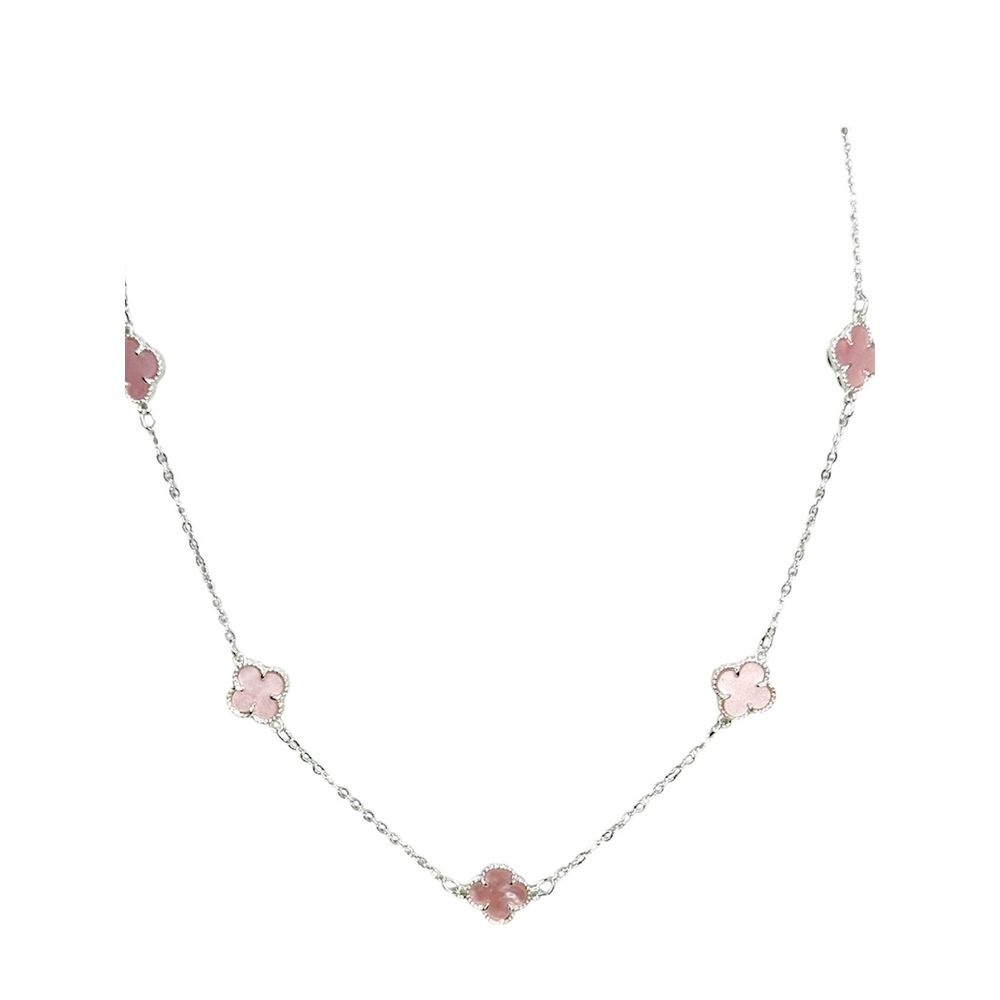 Colar Cinco Trevo Rosa Dois Lado Banhado A Prata 9... - RC JOIAS BY RUDI