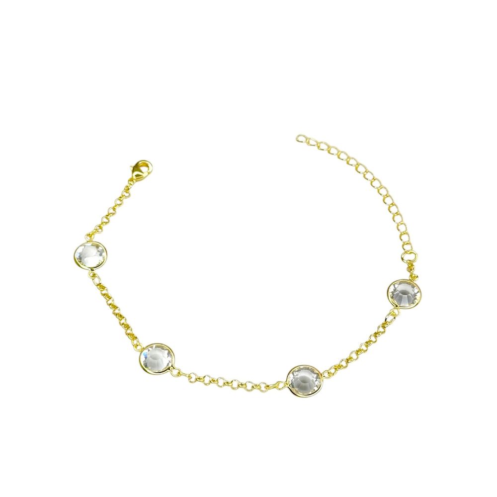Pulseira Quatro Tiffany Cristal Espaçada Banhado A... - RC JOIAS BY RUDI