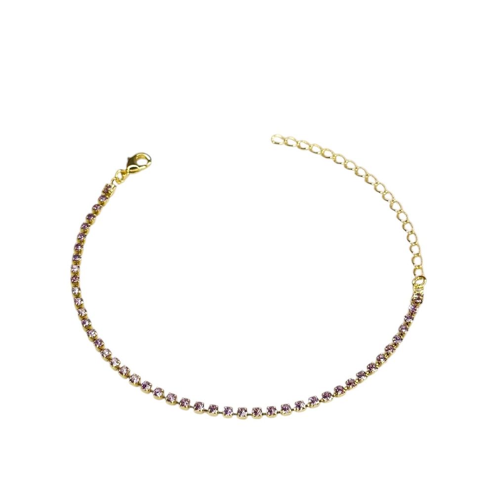 Pulseira Riviera Lilás Banhado A Ouro 18K - 000000... - RC JOIAS BY RUDI