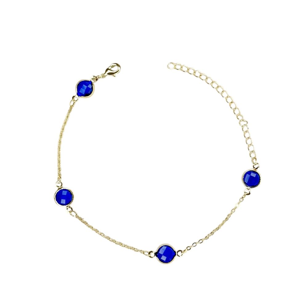 Pulseira Quatro Tiffany Azul Royal Banhado A Ouro ... - RC JOIAS BY RUDI