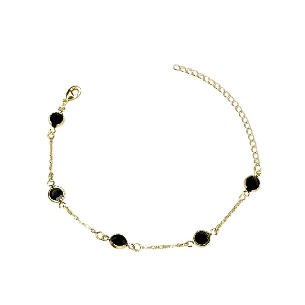 Pulseira Cinco Tiffany Preta Espaçada Banhado A Ou... - RC JOIAS BY RUDI