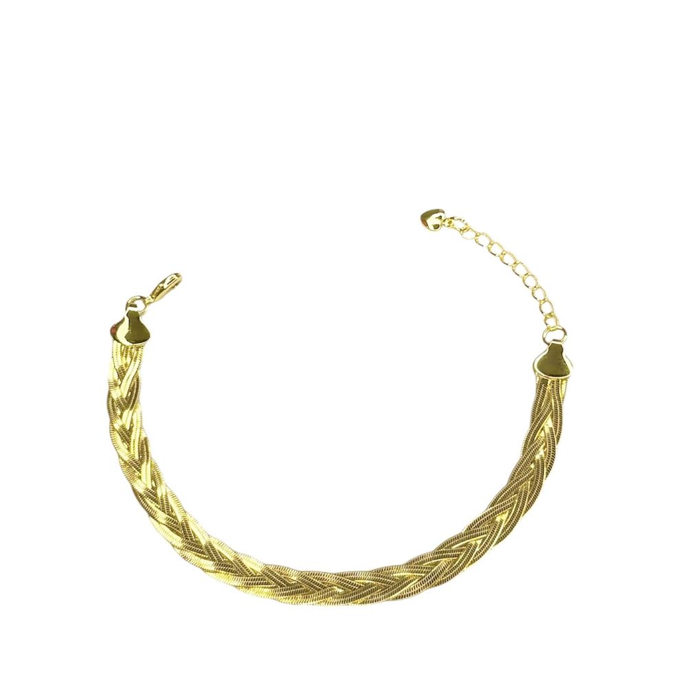 Pulseira Trançada Cinco Fios Banhado A Ouro 18K - ... - RC JOIAS BY RUDI