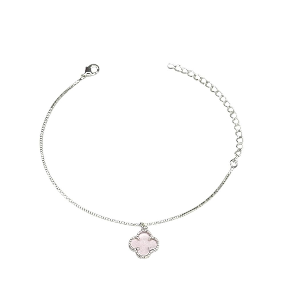 Pulseira Trevo Rosa Pendurado Banhado A Prata 925 ... - RC JOIAS BY RUDI