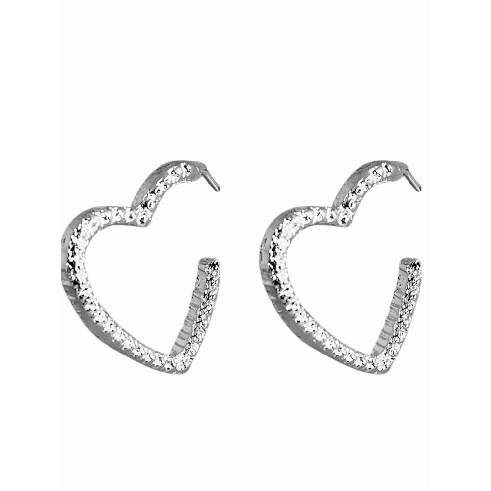 Brinco Coração Chapisco Banhado A Prata 925 - 0000... - RC JOIAS BY RUDI