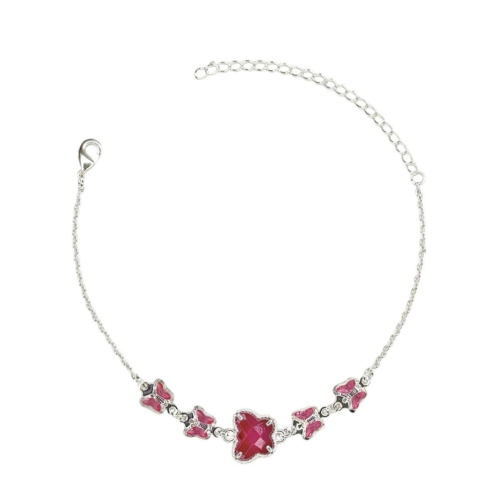 Pulseira Borboleta Cinco Rosa Banhado A Prata 925 ... - RC JOIAS BY RUDI