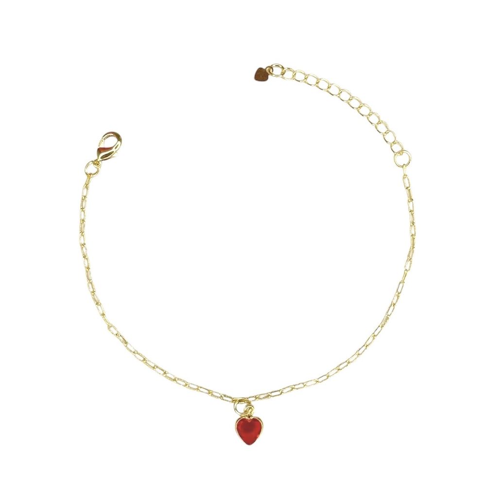 Pulseira Cartier Coração Vermelho Banhado a Ouro 1... - RC JOIAS BY RUDI