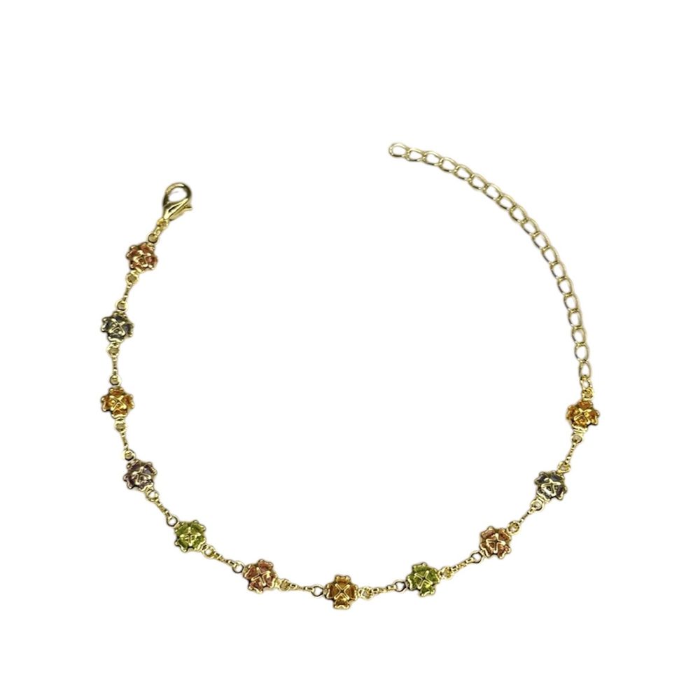 Pulseira Flor Trevo Colorida Banhado A Ouro 18K - ... - RC JOIAS BY RUDI