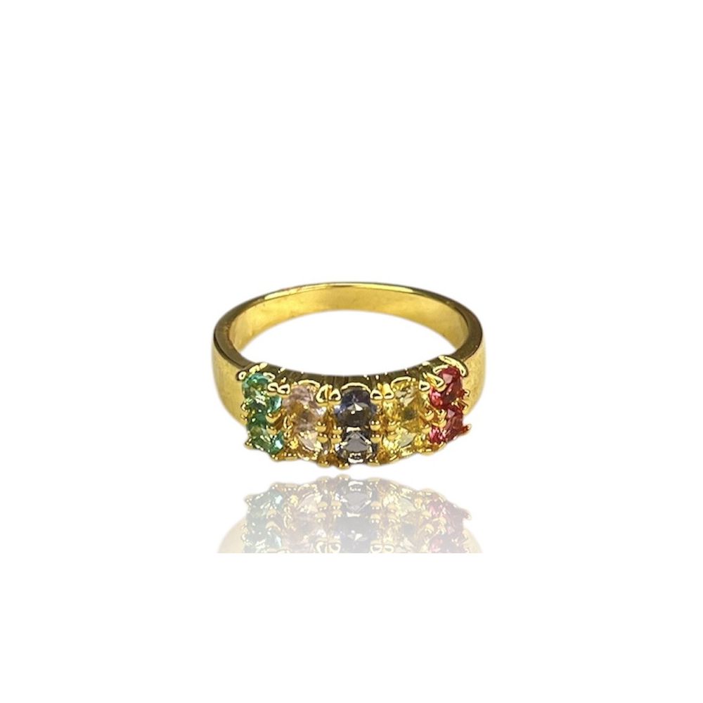 Anel Tela Colorida Zircônia Banhado A Ouro 18k - 0... - RC JOIAS BY RUDI