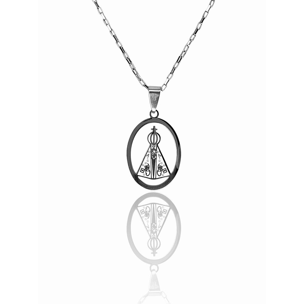 Pingente Nossa Senhora Oval Aço Inoxidável - 0000... - RC JOIAS BY RUDI