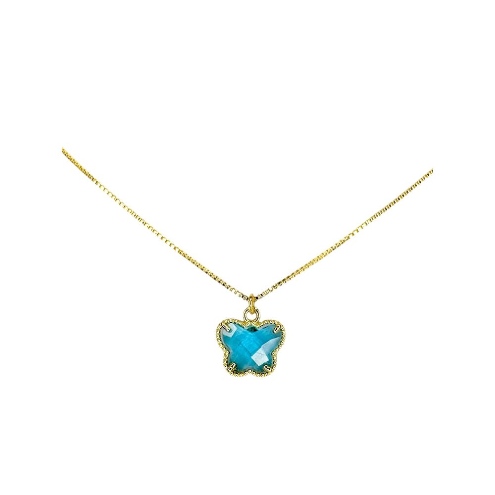 Colar Borboleta Azul Banhado A Ouro 18K - 00000001... - RC JOIAS BY RUDI