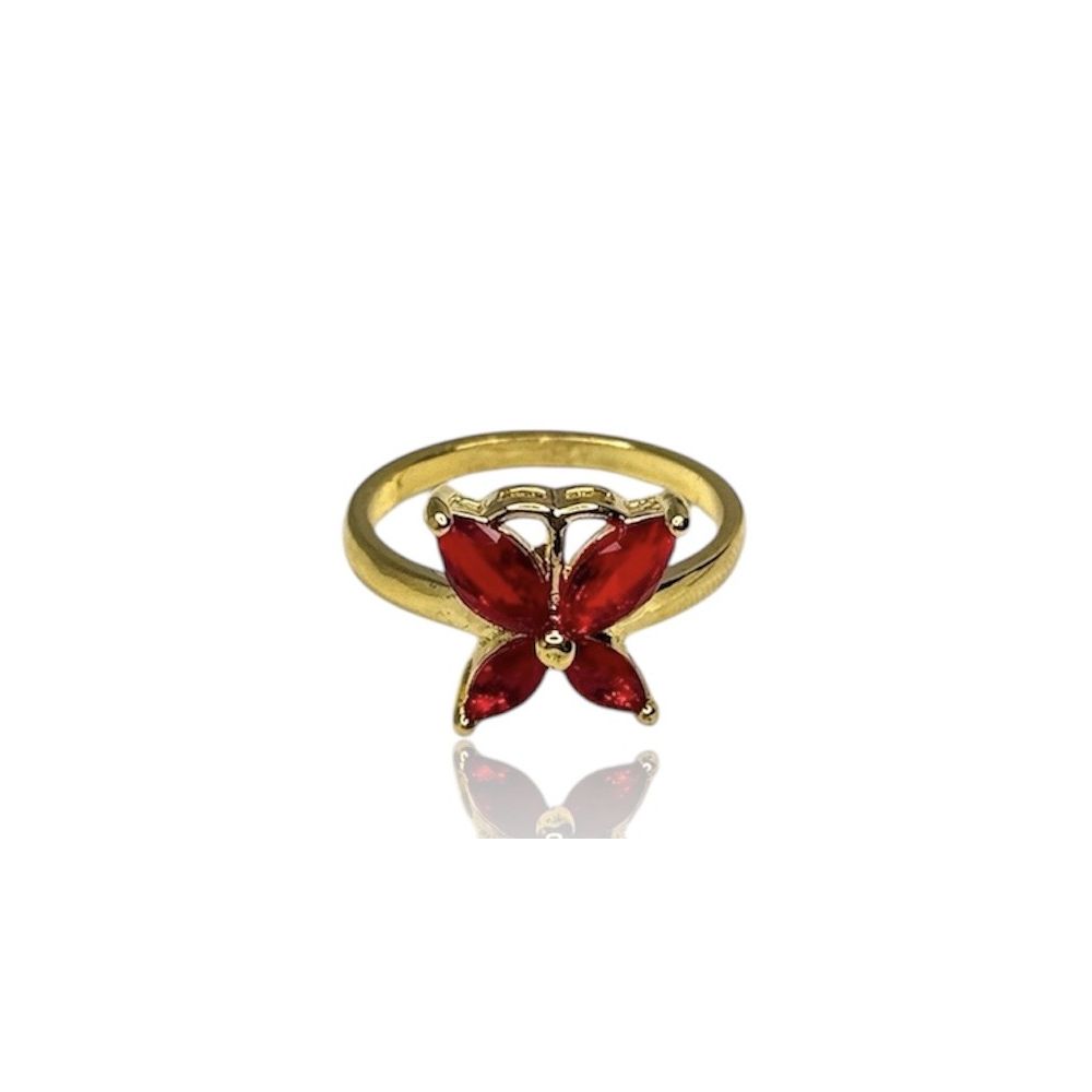 Anel Borboleta Vermelho Banhado A Ouro 18k - 00000... - RC JOIAS BY RUDI