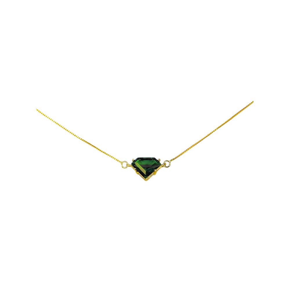 Colar Diamante Verde Banhado A Ouro 18k - 00000001... - RC JOIAS BY RUDI