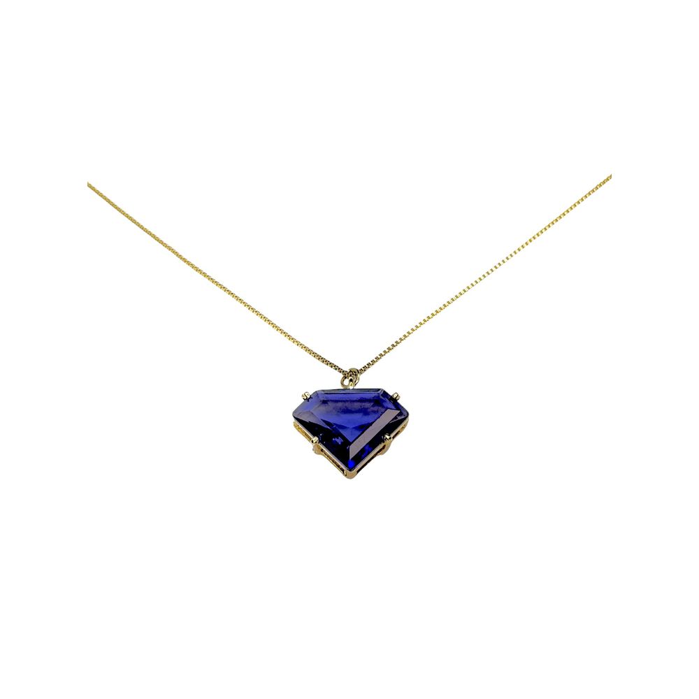 Colar Diamante Roxo Banhado A ouro 18K - 000000002... - RC JOIAS BY RUDI