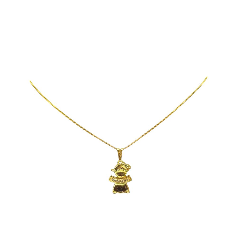 Colar Menina Cravejado Banhado A Ouro 18k - 000000... - RC JOIAS BY RUDI