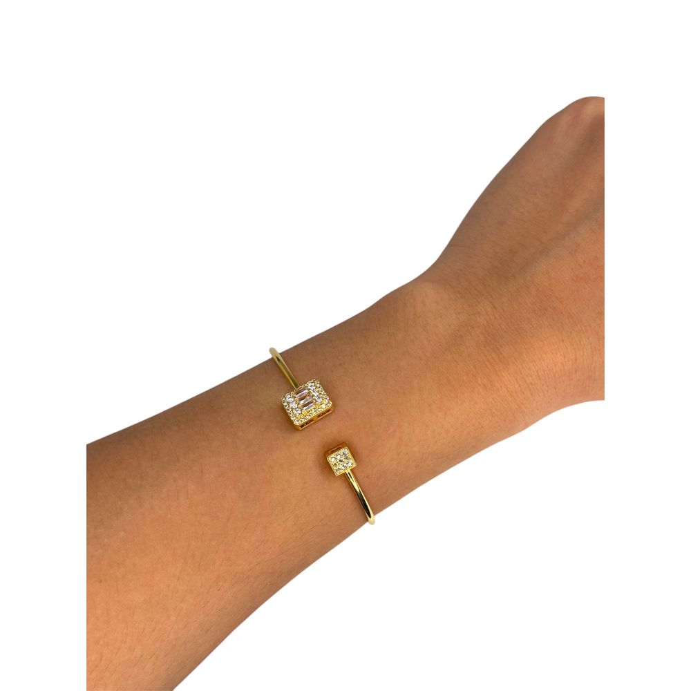 Pulseira Bracelete Dois Quadrado Cravejado Banhdo ... - RC JOIAS BY RUDI