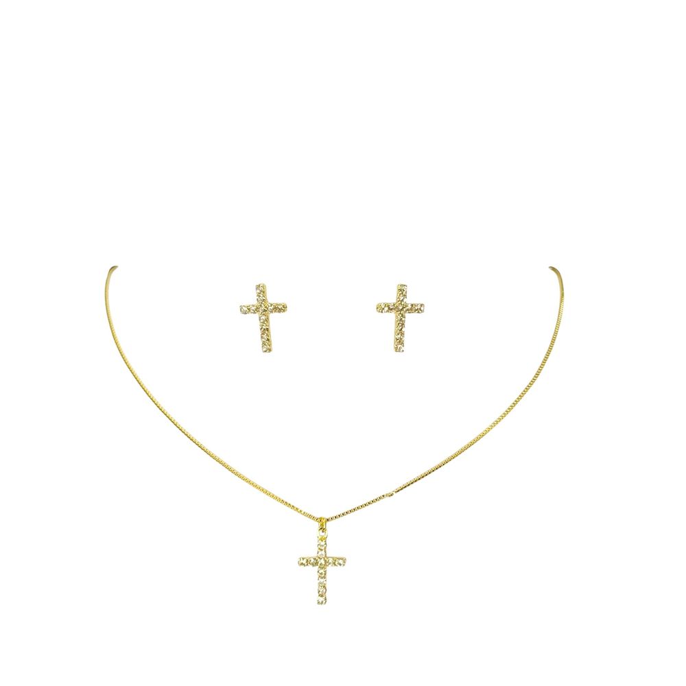 Conjunto Cruz Banhado A Ouro 18K - 0000000077620 - RC JOIAS BY RUDI