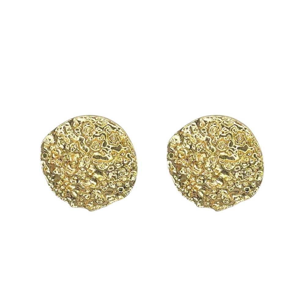 Brinco Botão Textura Banhado. Ouro 18K - 000000000... - RC JOIAS BY RUDI