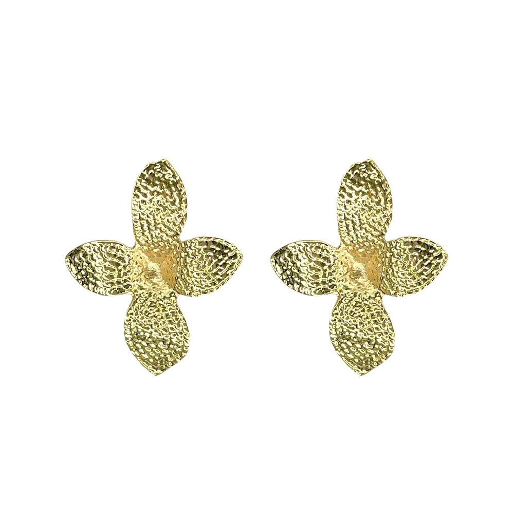 Brinco Flor Glamour Banhado a Ouro 18K - 000000086... - RC JOIAS BY RUDI