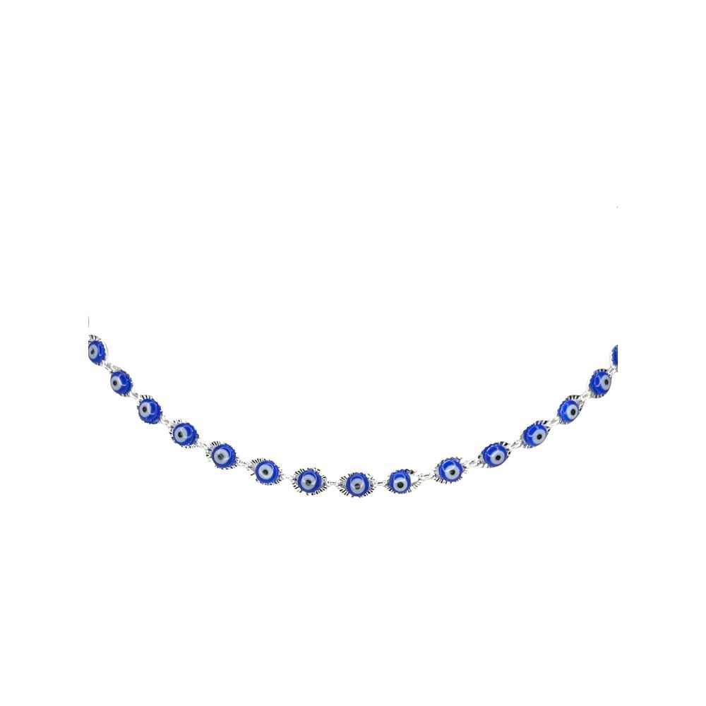 Colar Olho Grego Chinês Azul Escuro Banhado Prata ... - RC JOIAS BY RUDI
