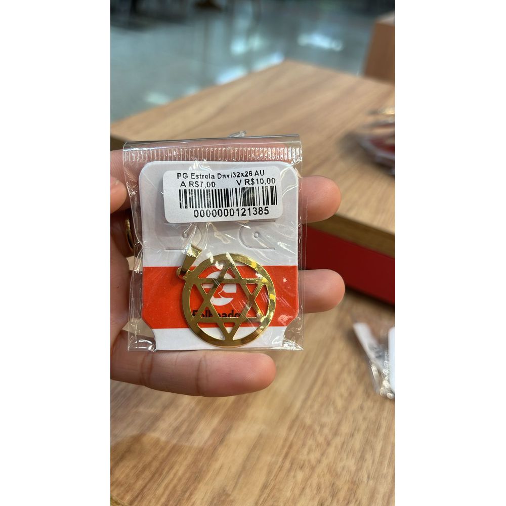 Pingente Estrela Davi 32x26 Banhado A Ouro 18k - 0... - RC JOIAS BY RUDI