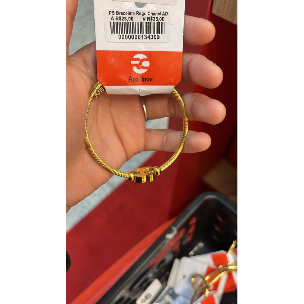 Pulseira Bracelete Regulável Chanel Aço Dourado -... - RC JOIAS BY RUDI