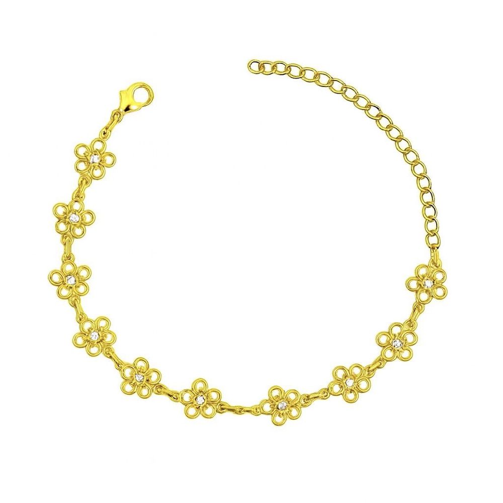 Pulseira Flor Vazado Chapada Contínuo Banhado A Ou... - RC JOIAS BY RUDI