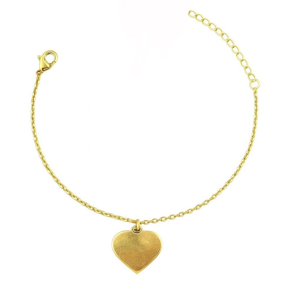 Pulseira Coração Chapada Banhado A Ouro 18K - 0000... - RC JOIAS BY RUDI