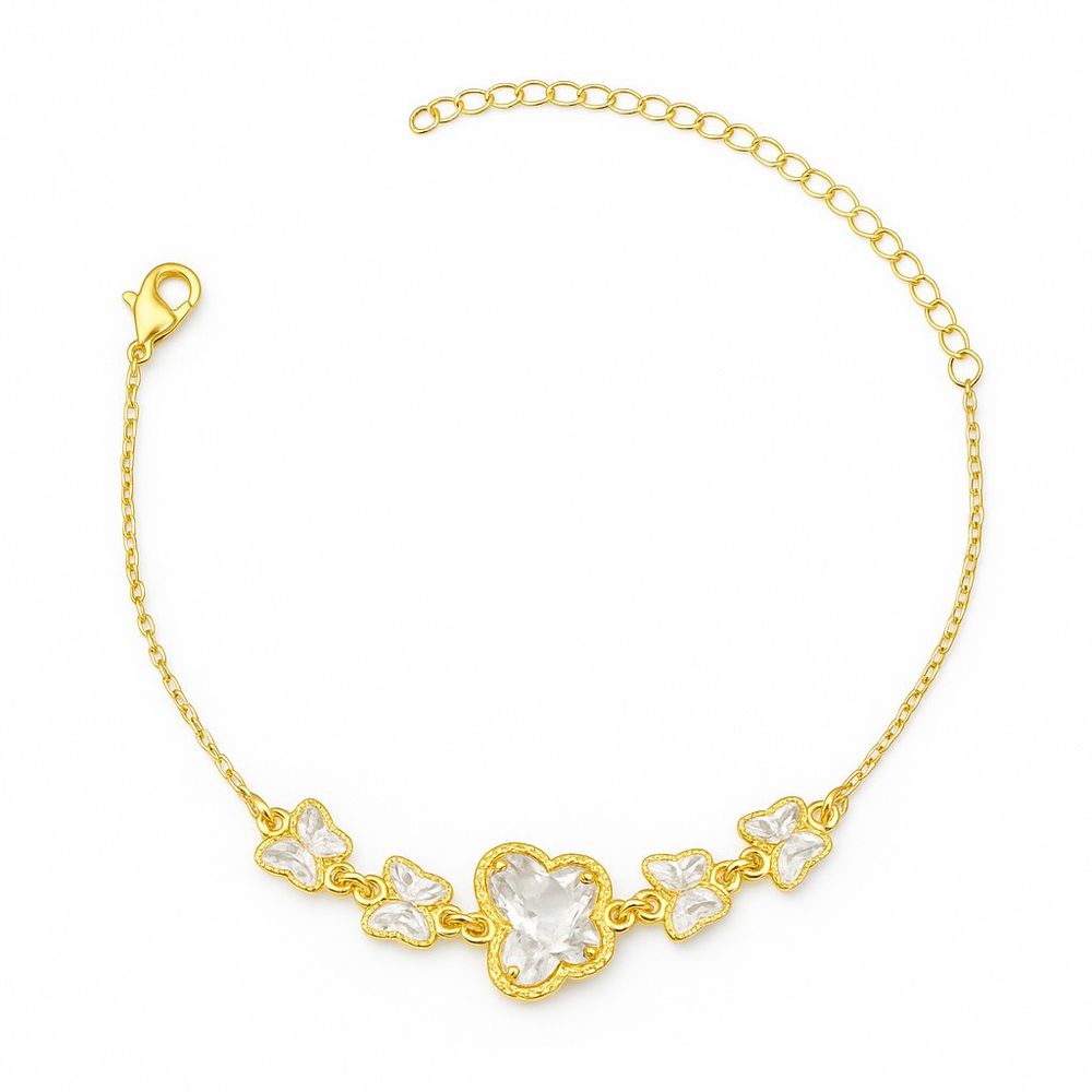 Pulseira Borboleta Cinco Cristal Banhado A Ouro 18... - RC JOIAS BY RUDI
