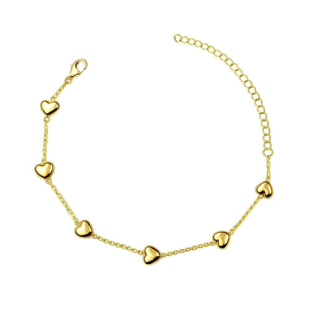 Pulseira Seis Corações Espaçada Banhado A Ouro 18K... - RC JOIAS BY RUDI