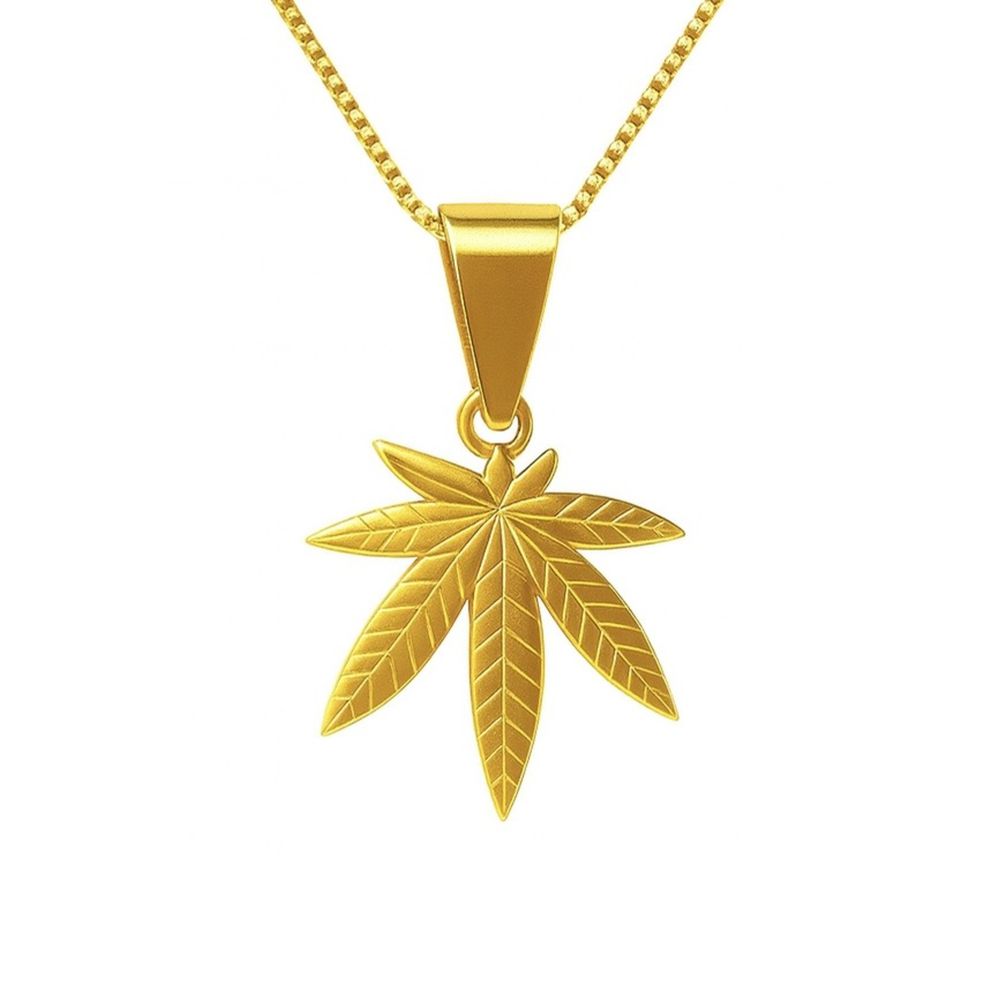 Pingente Folha Maconha 16x18 Aço Dourado - 000000... - RC JOIAS BY RUDI